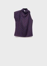 Polka-dot blouse with draped collar - Women MANGO USA at Mango